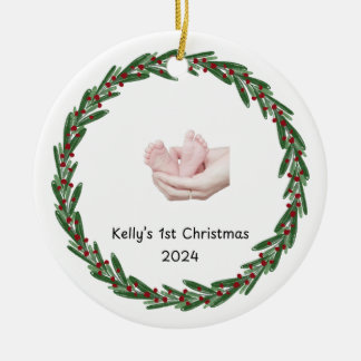 Babies (Kelly’s) 1st Christmas Custom Babies Name Ceramic Ornament