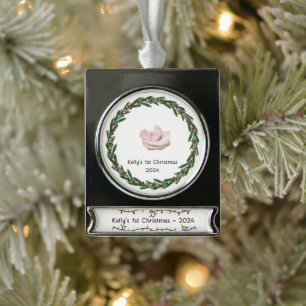 Babies (Kelly’s) 1st Christmas Custom Baby’s Name  Silver Plated Banner Ornament