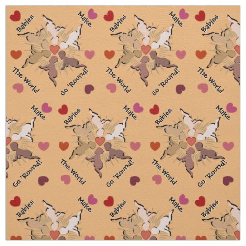 Babies Mandala and Hearts on Apricot Fabric