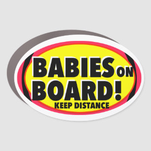 Babies On Board Keep Distance Print Novelty Car Magnet