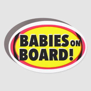 Babies On Board Print Novelty with bright yellow Car Magnet