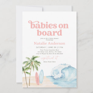 Babies on Board Surf Twin Baby Shower Invitation