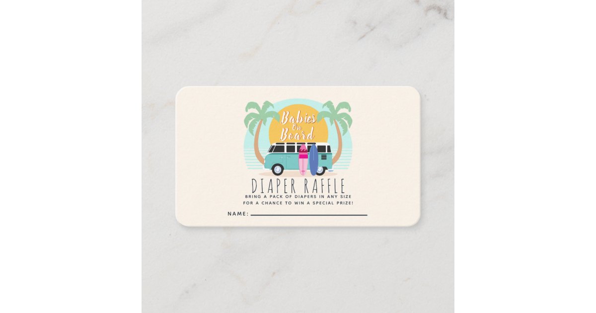 Van Raffle Babies on Board Van Twins Diaper Raffle Business Card | Zazzle
