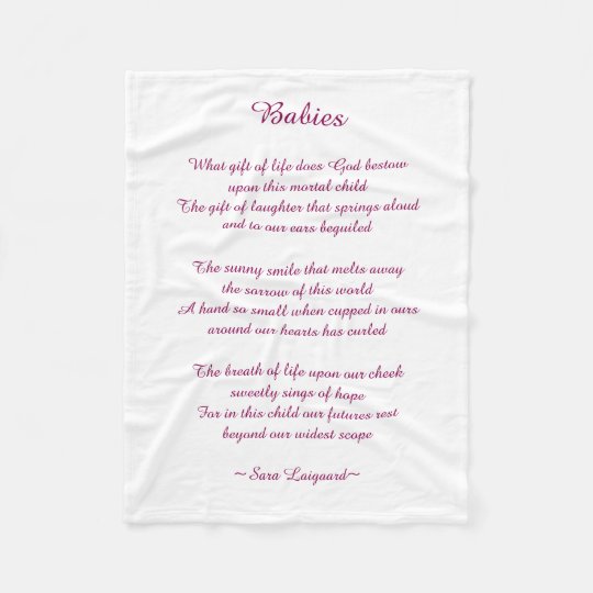 Babies poem fleece blanket