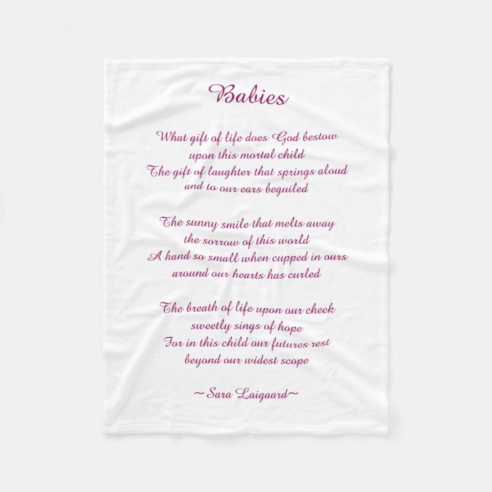 Babies poem fleece blanket