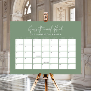 Babies shower guess the due date modern sage green foam board
