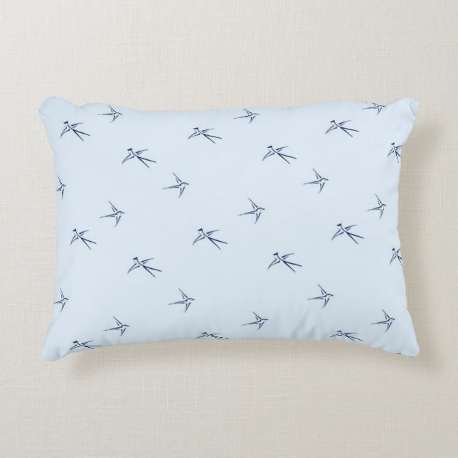 Babies: Swallows/Blue (AP.SW.B.) -  Accent Pillow (Front)