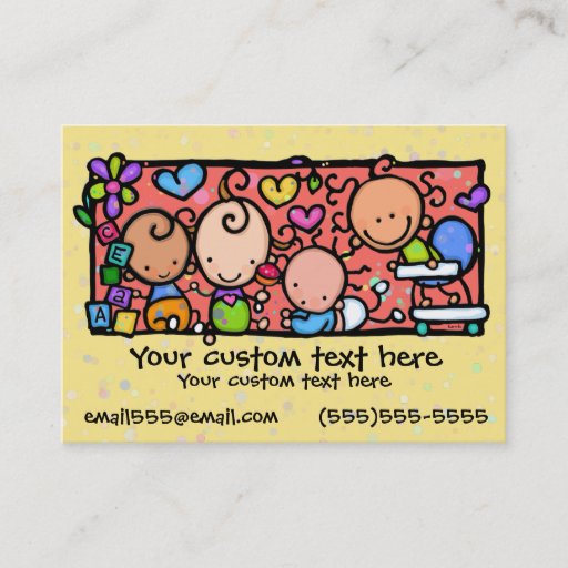 Customizable Babies Toddlers Daycare Nursery YELLOW Business Card Templates