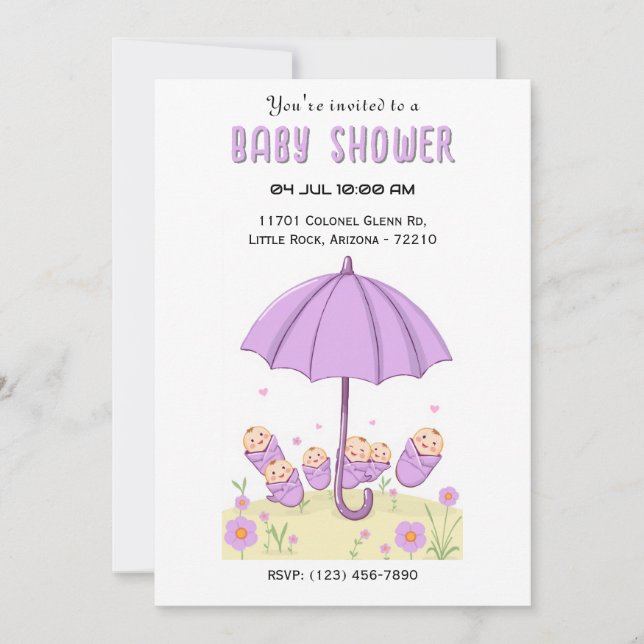 Babies Under the Umbrella - Charming Baby Shower Invitation (Front)