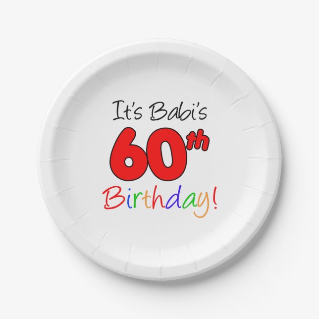 Babi's 60th Birthday Czech Grandma Paper Plates (Front)