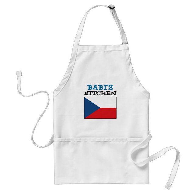 Babi's Kitchen With Flag Of Czech Republic Adult Apron (Front)