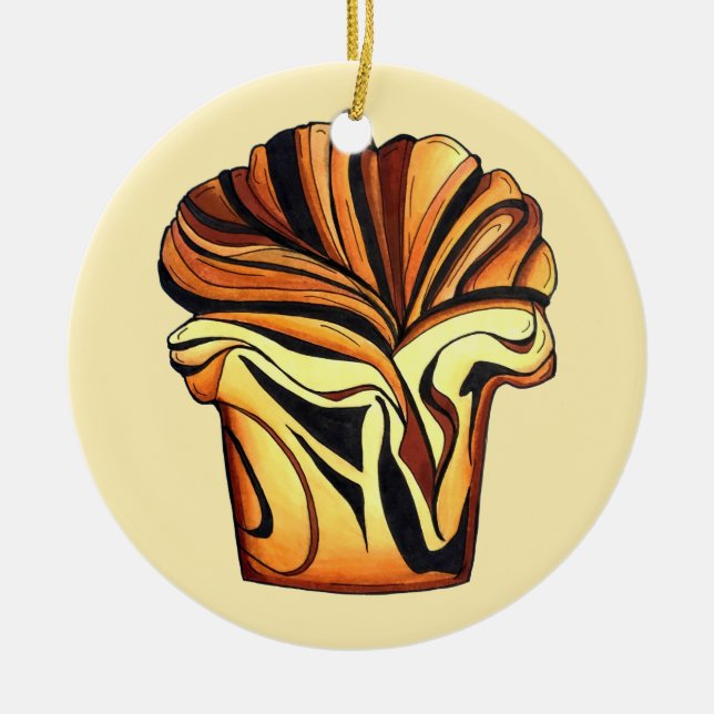 Babka Chocolate Bread Slice Loaf Jewish Bakery Ceramic Ornament (Front)