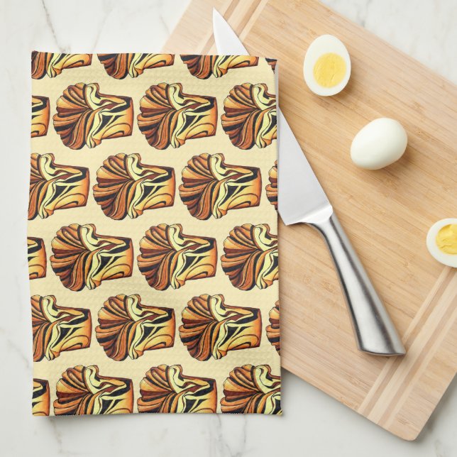 Babka Chocolate Bread Slice Loaf Jewish Bakery Kitchen Towel (Quarter Fold)