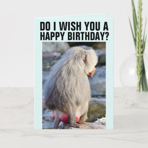 BABOON BUTT FUNNY BIRTHDAY CARDS RED  SWOLLEN CARD