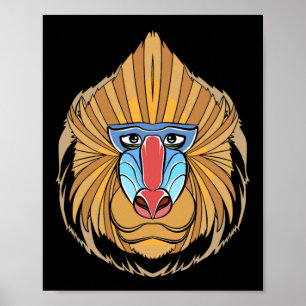 Baboon Face Halloween Scary Baboon Monkey Poster