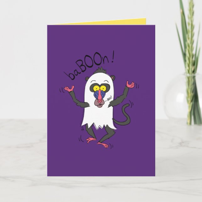 BaBOOn - Funny Halloween Monkey Greeting Card (Front)