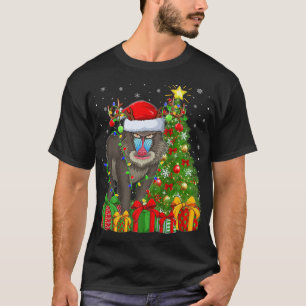 Baboon Lighting Xmas Tree Santa Hat Baboon Christm T-Shirt