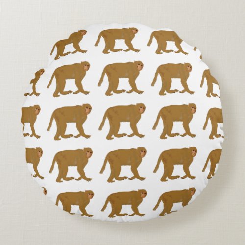 Baboon Monkey Art  Round Pillow