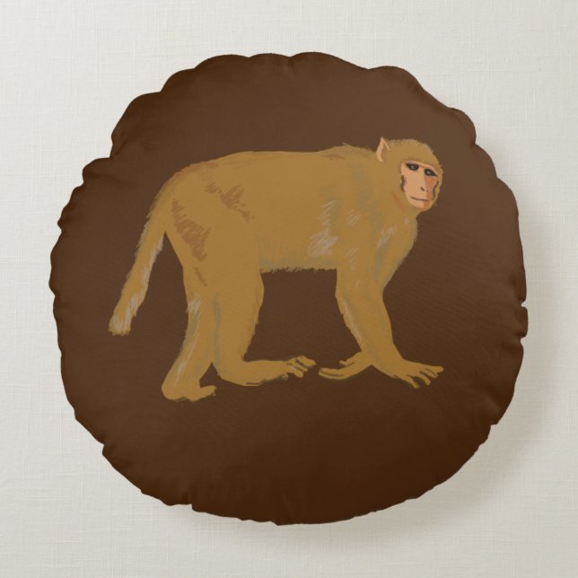  Baboon Monkey Art  Round Pillow (Front)