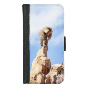 Baboon monkey on top of a mountain iPhone 8/7 wallet case