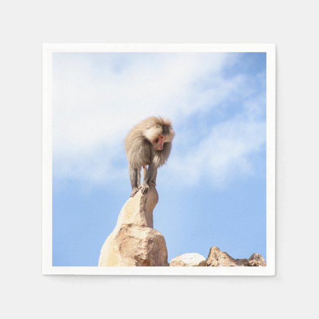 Baboon monkey on top of a mountain napkins (Front)