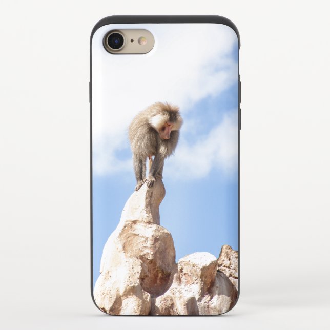 Baboon monkey on top of a mountain uncommon iPhone case (Back)