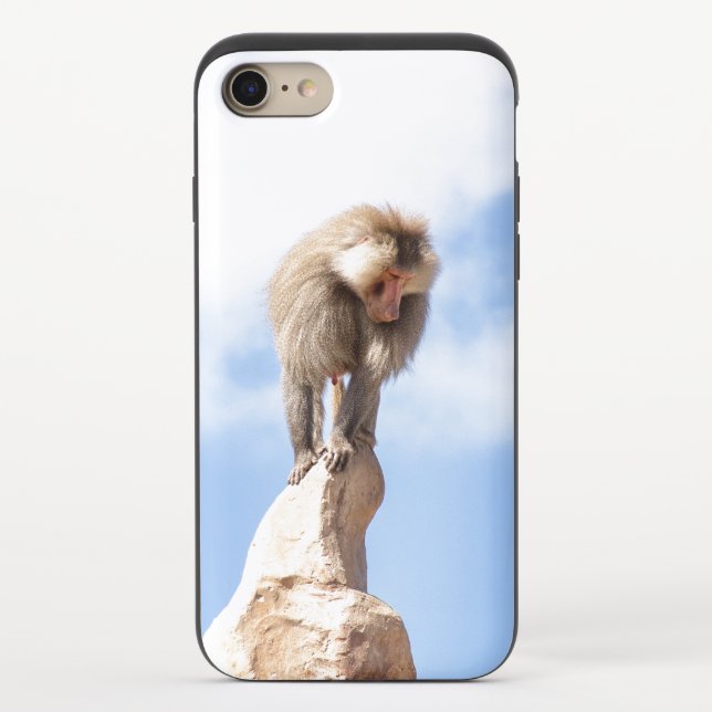 Baboon monkey on top of a mountain uncommon iPhone case (Back)