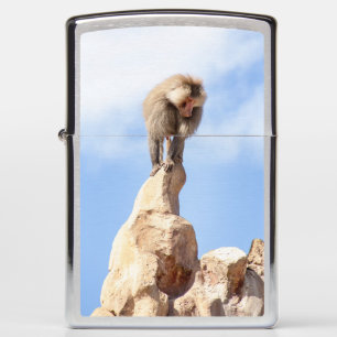 Baboon monkey on top of a mountain zippo lighter