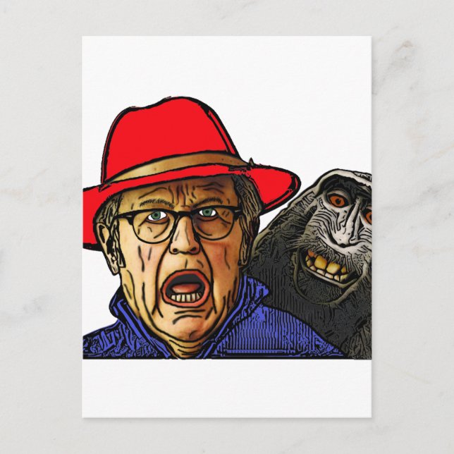 Baboon monkey scares English old man Postcard (Front)