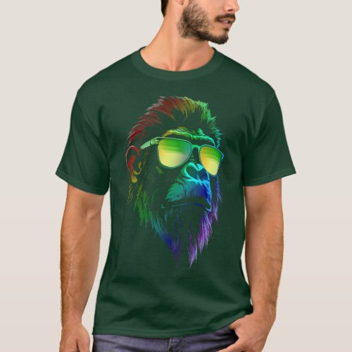 Baboon Sunglasses Vibrant Color T_Shirt