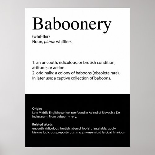 Baboonery Dictionary Definition Wall Art