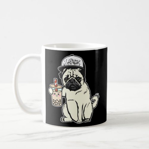 Babu The Pug Dog Drinking Bubble Tea Justin Ashar  Coffee Mug