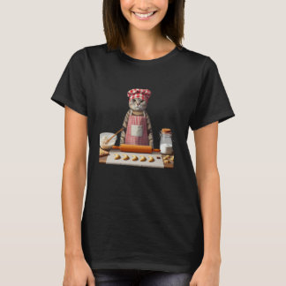 Babushka Cat Pierogi Making Polish Cute Cat Baking T-Shirt
