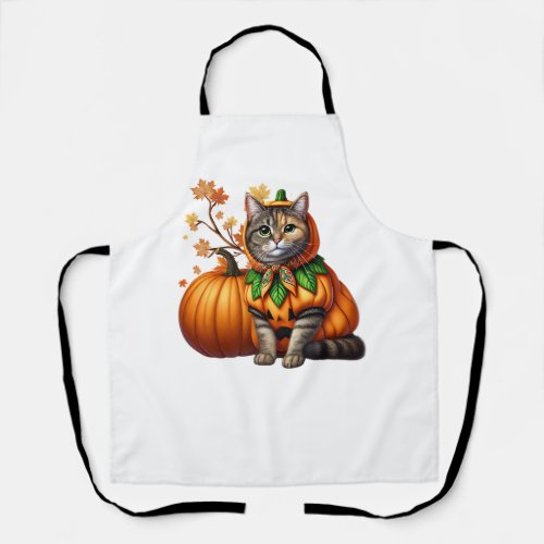 Babushka Halloween Cat Pumpkin  Apron