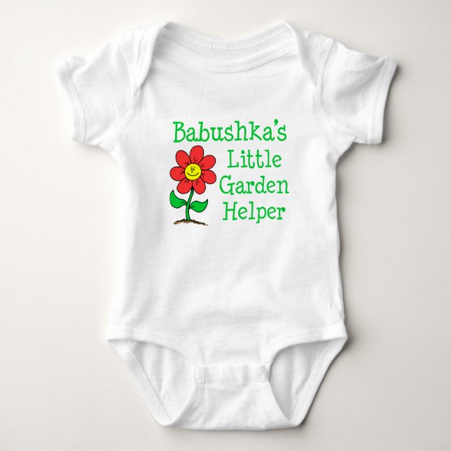 Babushka Little Garden Helper Baby Bodysuit (Front)