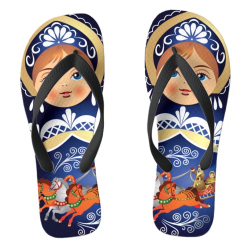 Babushka Matryoshka  Russian Doll Flip Flops