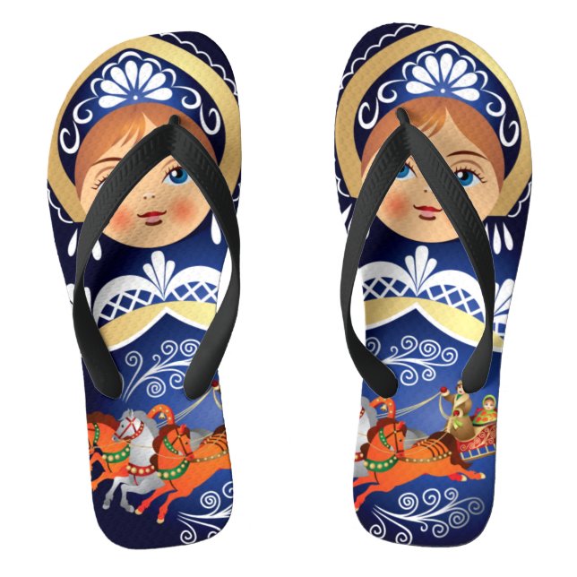 Babushka Matryoshka  Russian Doll Flip Flops (Footbed)