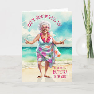 Babushka Russian Grandma Grandparents Day Coolest Holiday Card