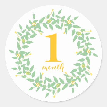 Baby 1 Month Classic Round Sticker  Glossy Classic Round Sticker by Danialy at Zazzle