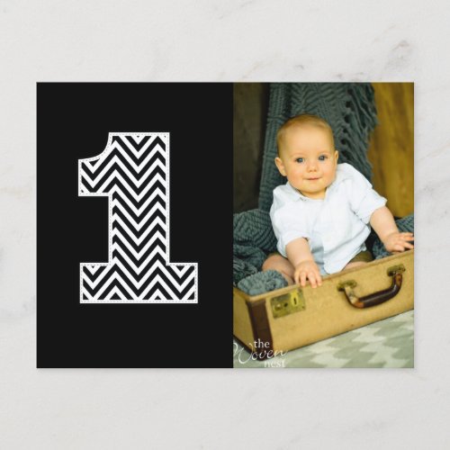 Baby 1st Birthday Chevron Thanks Photo Postcard