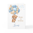 Baby 1st Birthday Teddy Bear Blue Balloons