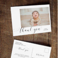 Baby 1st Birthday Thank you Elegant Script Swashes