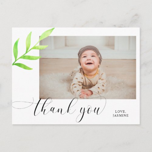 Baby 1st Birthday Thank you watercolor Swashes Postcard