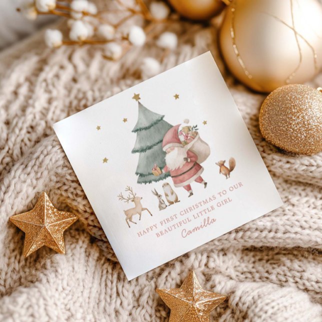 Baby 1st Christmas Cute Teddy Bear  Holiday Card (Creator Uploaded)
