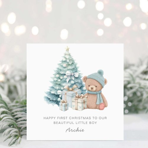 Baby 1st Christmas Cute Teddy Bear  Holiday Card