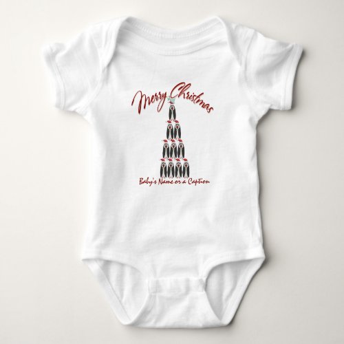 Baby 1st Christmas _ Penguin Tree _ Personalized Baby Bodysuit