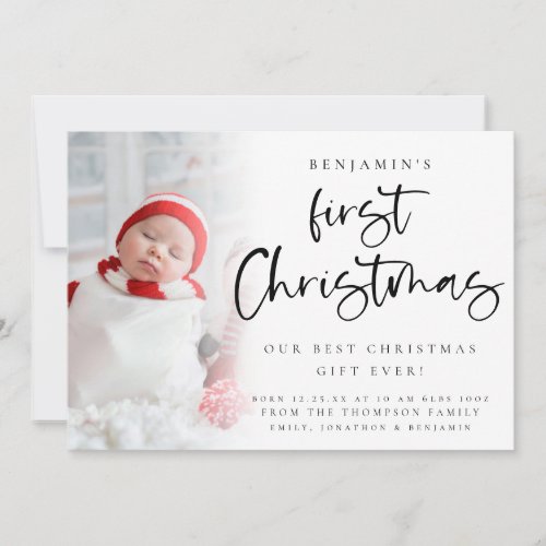 Baby 1st Christmas Photo Birth Announce Announcement