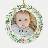 Baby 1st Christmas Photo Ornament (Front)