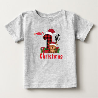 Baby 1st Christmas Plaid Reindeer Toddler Shirt