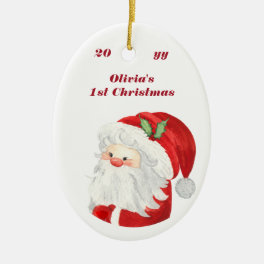 Baby 1st Christmas Portrait Photo Cute Santa Ceramic Ornament